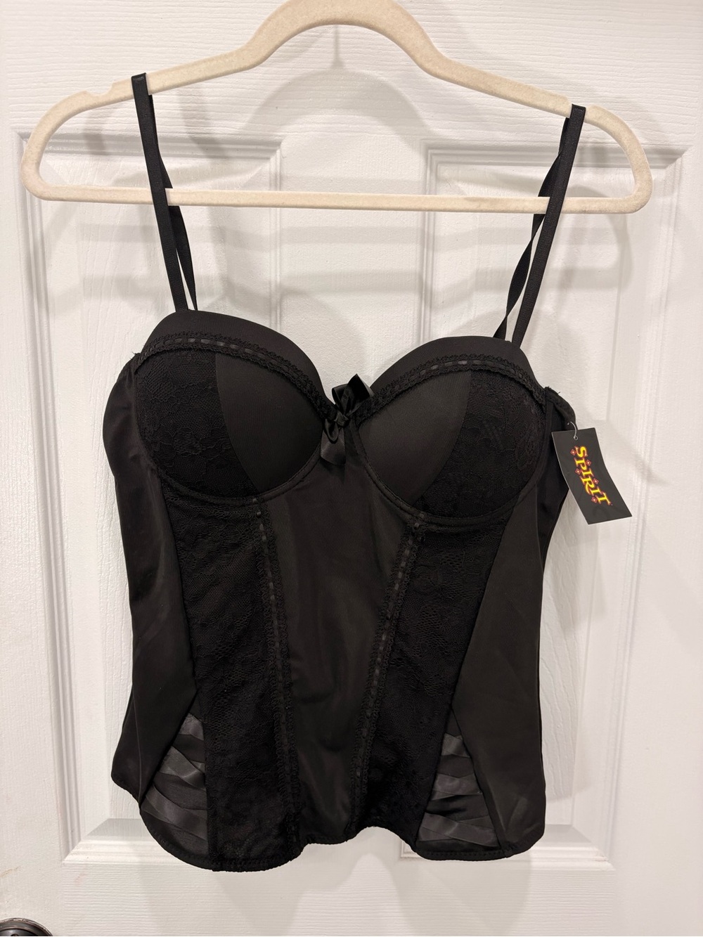 NWT Spirit Halloween Black Satin Corset Top Size XL